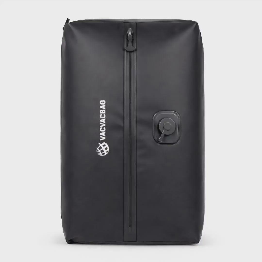 A demonstration of the VacVacBag and how it should be used properly. Packing the bag and placing it inside the suitcase before closing it and getting ready for the trip.